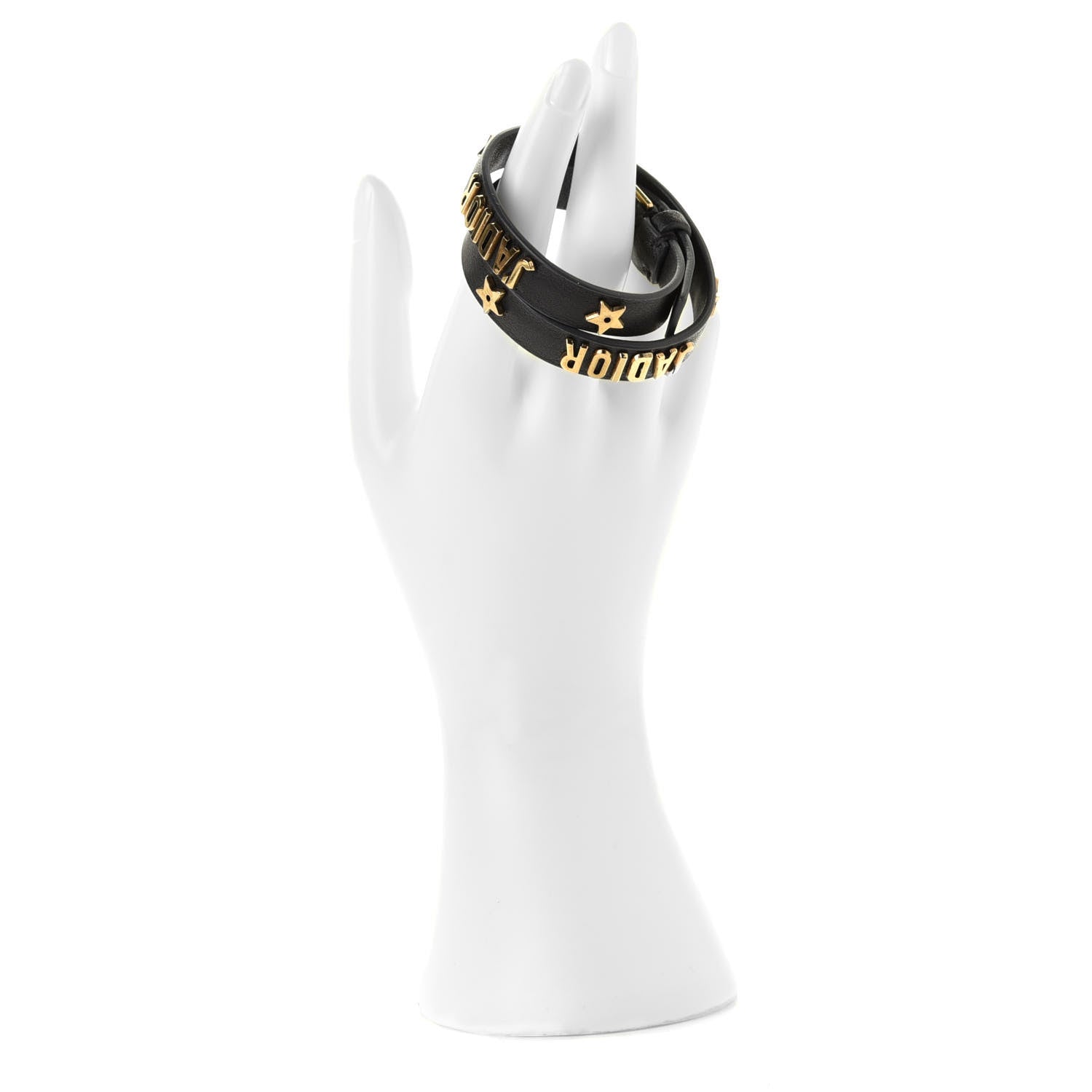 Christian Dior Calfskin Star J'Adior Double Bracelet Black 2 of 4