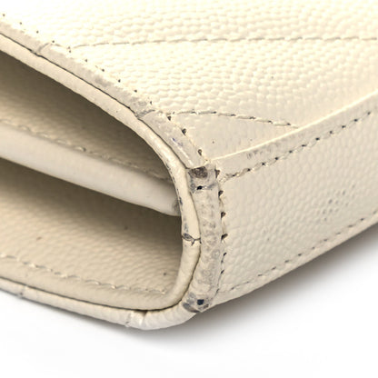 Saint Laurent Grain De Poudre Matelasse Chevron Monogram Chain Wallet Porcellana 6 of 7