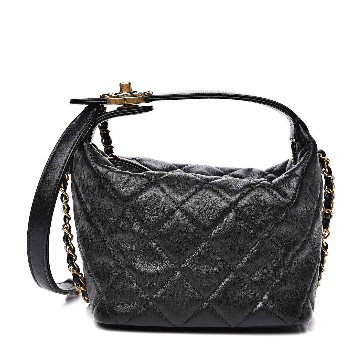 Lambskin Quilted Small Perfect Meeting Hobo Black