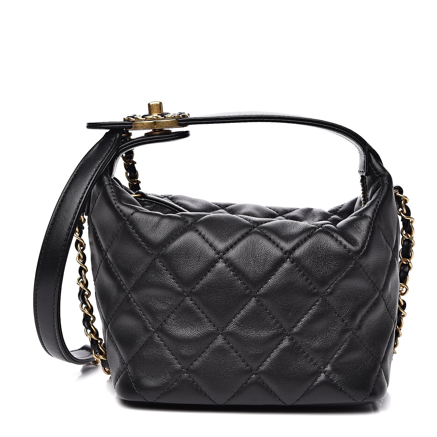 Chanel Lambskin Quilted Small Perfect Meeting Hobo Black 1 of 11