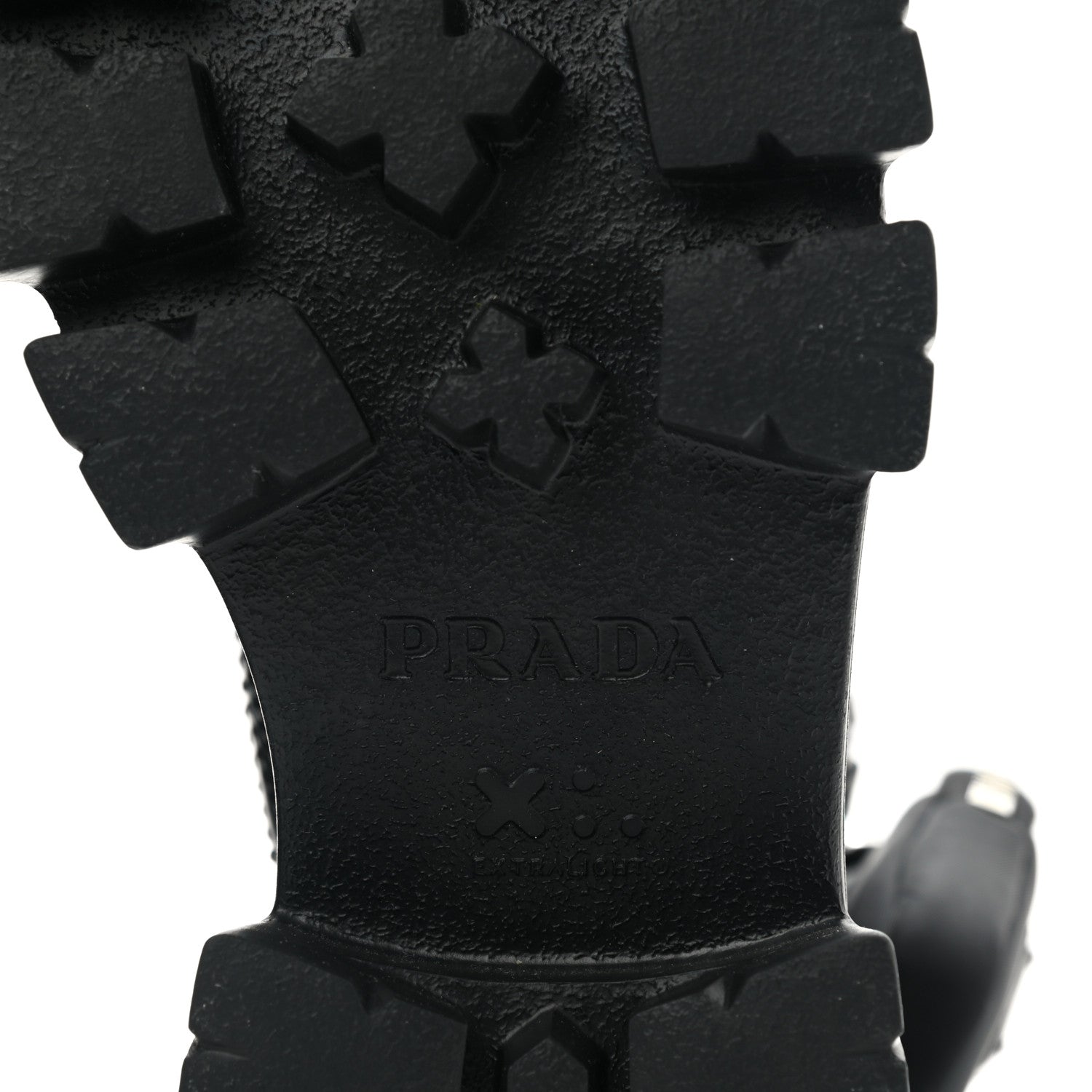Prada Spazzolato Rois Nylon Metal Triangle Logo Monolith Pouch Pocket 55mm Boots 36 Black 6 of 6