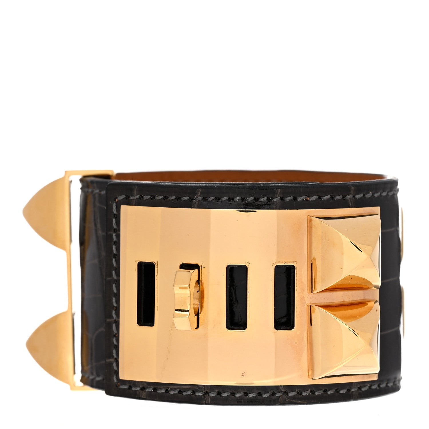 Hermes Shiny Alligator Collier De Chien CDC Bracelet S Macassar 3 of 7