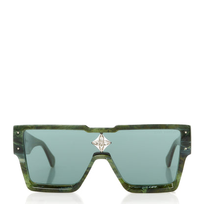 Louis Vuitton Acetate Marble Effect Swarovski Cyclone Sunglasses Z1552W Green 2 of 8