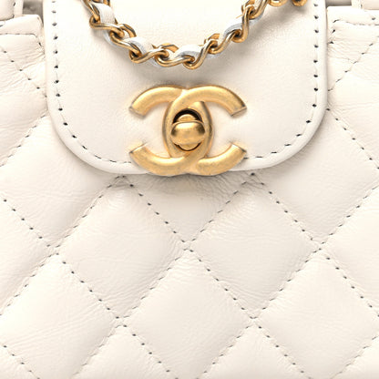 Chanel Shiny Aged Calfskin Quilted Mini Nano Kelly Shopper White 8 of 10