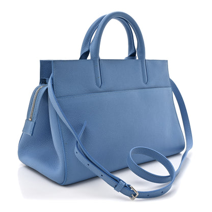 Saint Laurent Grained Calfskin Small Rive Gauche Cabas Blue Clair 3 of 12