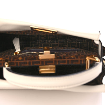Fendi Vitello Seta Suede FF Mini Peekaboo Iconic Satchel Uovo Sigaro Marrone 5 of 12