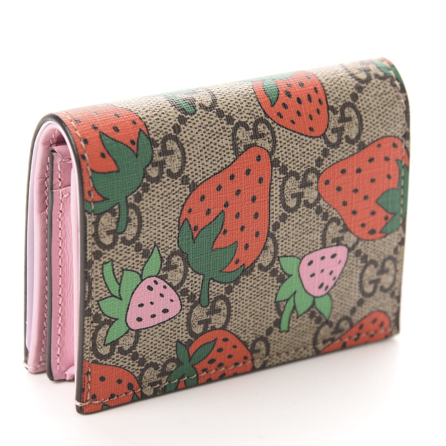 GG Supreme Monogram Strawberry Card Case
