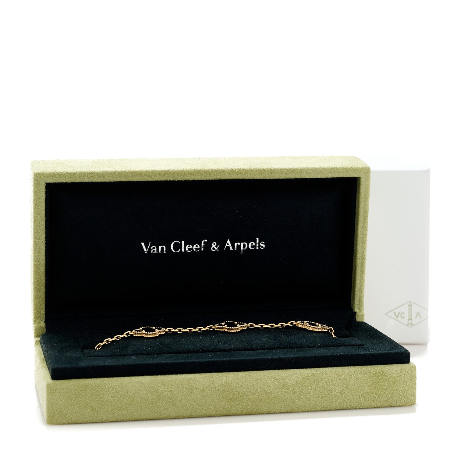 Van Cleef & Arpels 18K Yellow Gold Black Onyx 5 Motifs Vintage Alhambra Bracelet 5 of 5