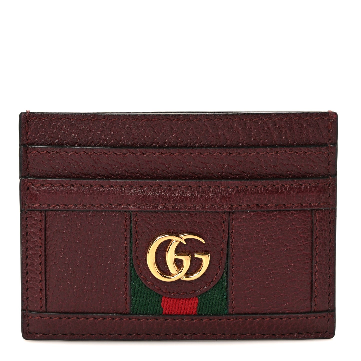 Calfskin Web GG Ophidia Card Holder Vintage Bordeaux
