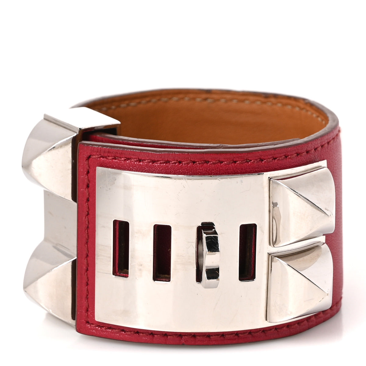 Hermes Swift Collier de Chien CDC Bracelet T2 Rouge Casaque 3 of 5