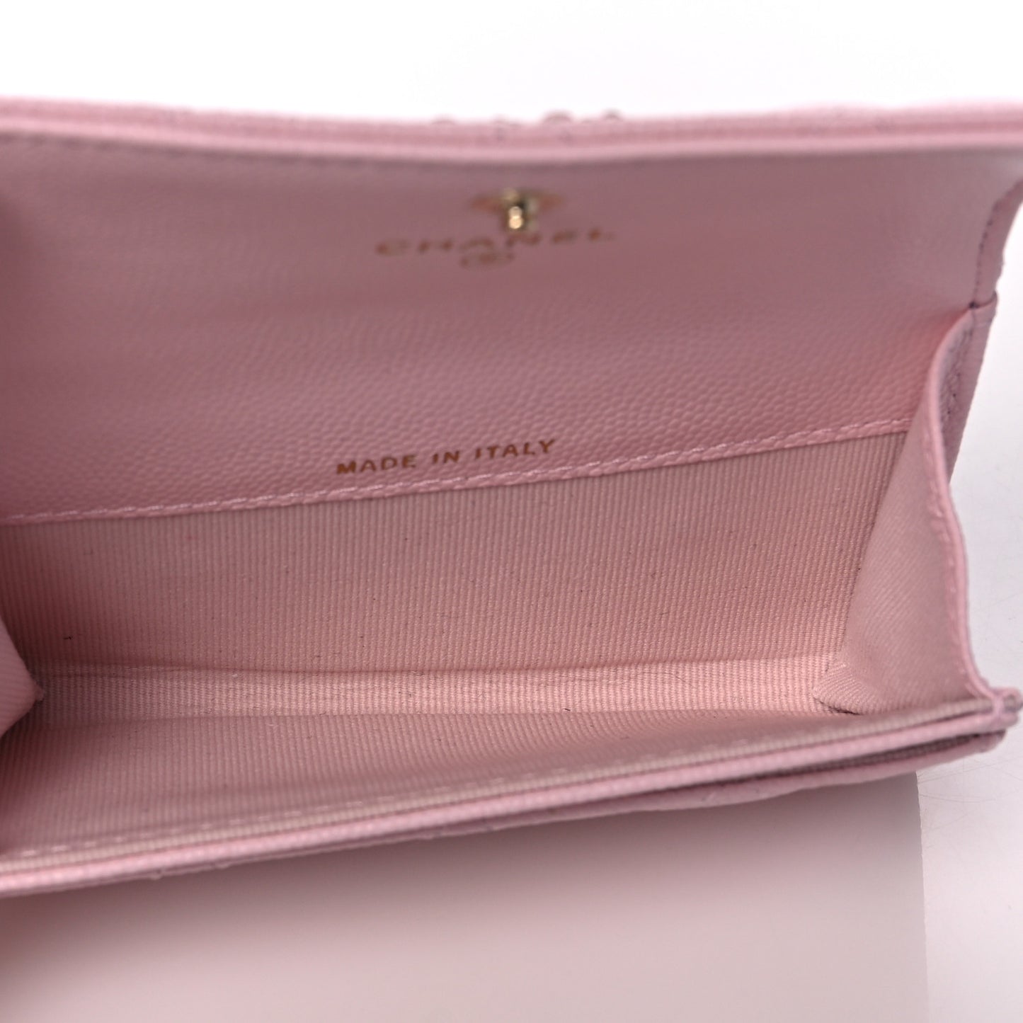 Caviar Quilted Crystal CC Flap Card Holder Pink