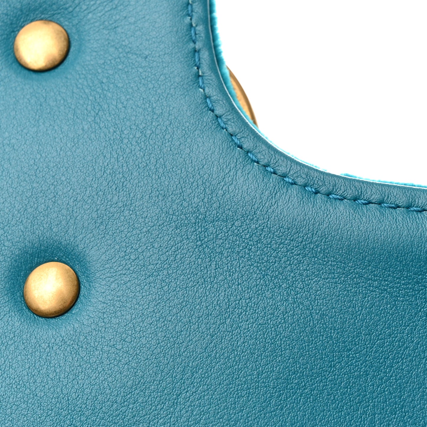 Velvet Matelasse Embroidered Small GG Marmont Shoulder Bag Pavone Cyan