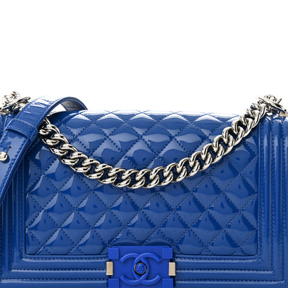 Chanel Patent Calfskin Quilted Medium Plexiglass Boy Flap Blue 8 of 11