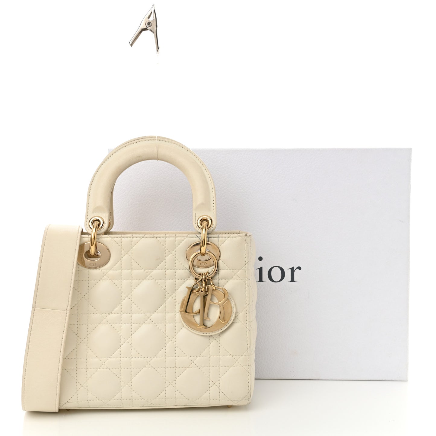 Lambskin Cannage Small My ABCDior Lady Dior White