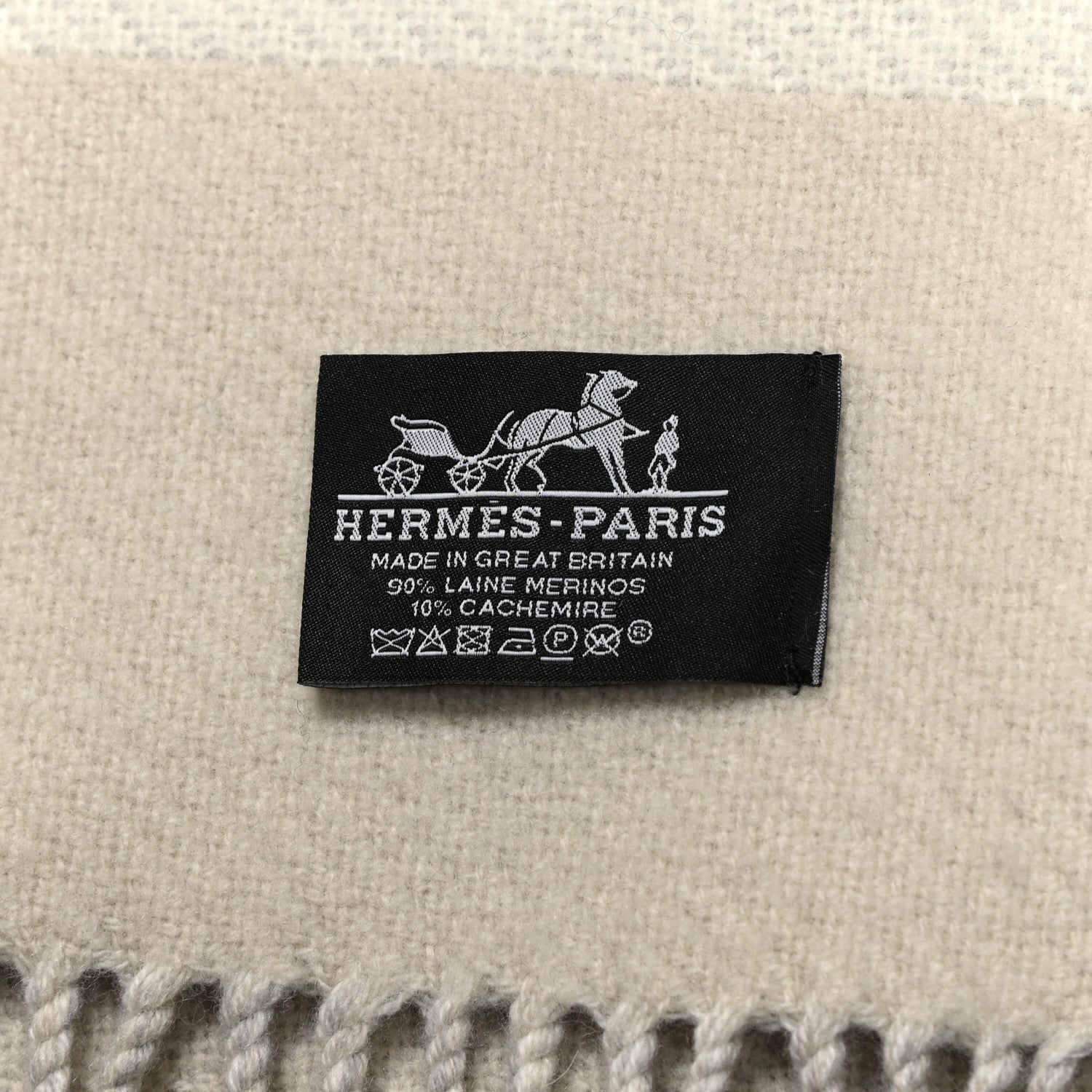 Hermes Cashmere Wool Brides De Gala Plaid Blanket Gris Perle 3 of 4