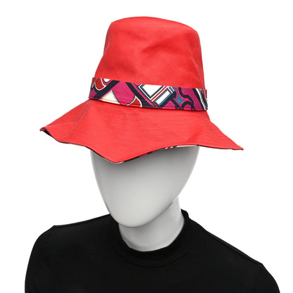 Hermes Cotton Twilly Bucket Hat 56 Red Multicolor 2 of 8