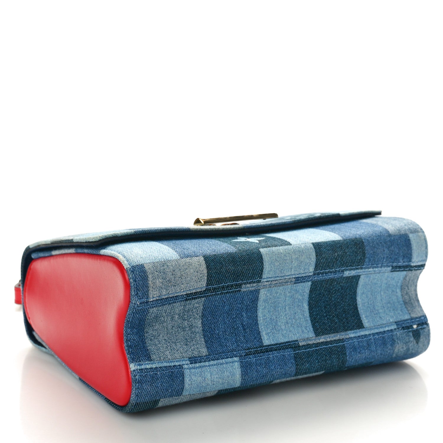 Louis Vuitton Denim Damier Monogram Twist Shoulder Bag MM Blue Rouge 5 of 10