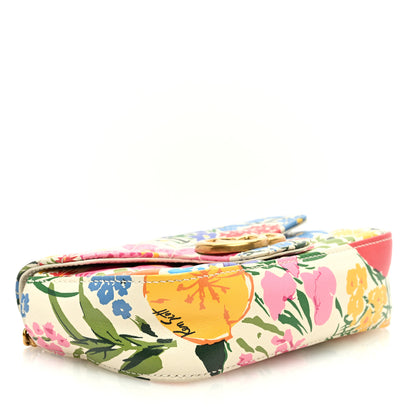 Gucci X KEN SCOTT Calfskin Matelasse Floral Print Super Mini GG Marmont Shoulder Bag Ivory Pink 4 of 10
