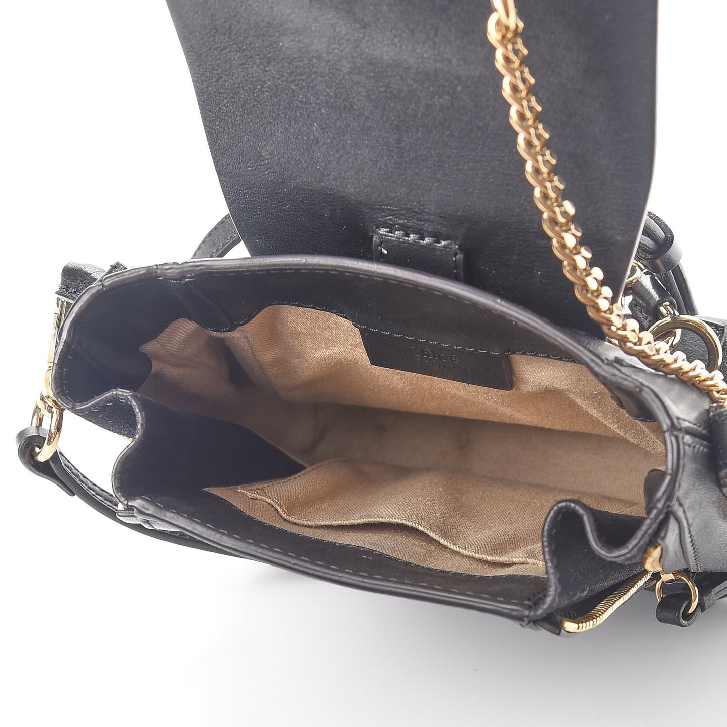 Suede Calfskin Mini Faye Backpack Black