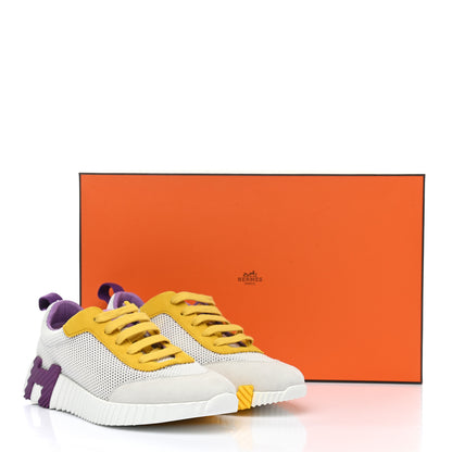 Hermes Air Mesh Suede Goatskin Bouncing Sneakers 36.5 White Multicolor 10 of 10