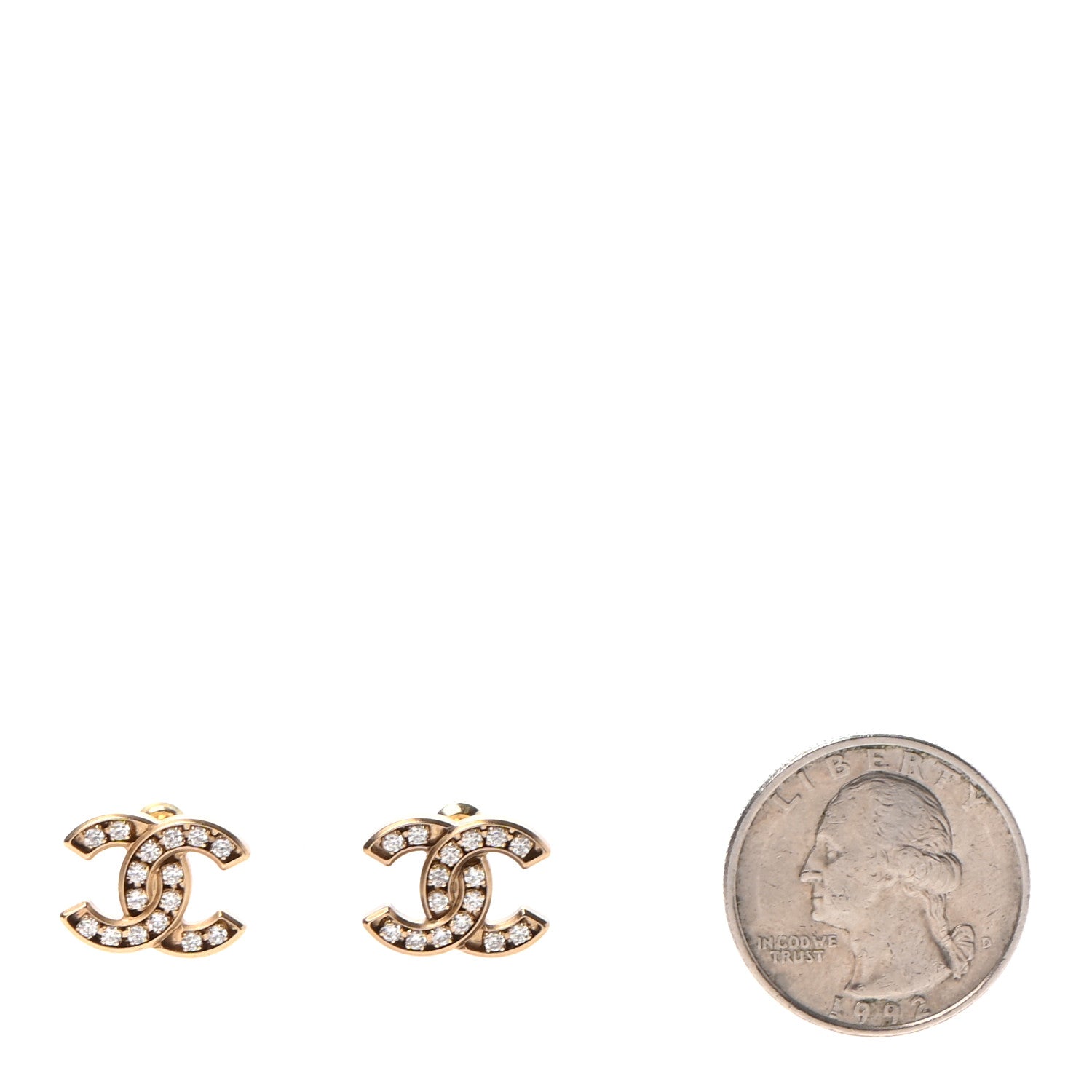 Chanel Crystal CC Earrings Gold 2 of 4