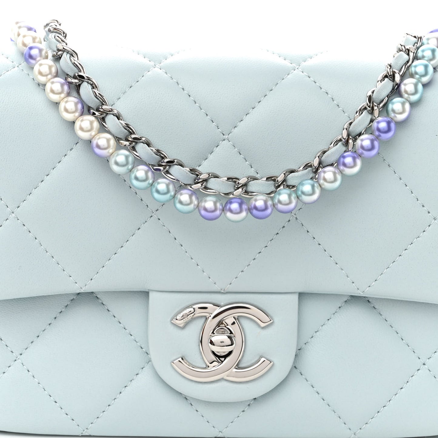 Lambskin Quilted Mini My Perfect Flap Light Blue