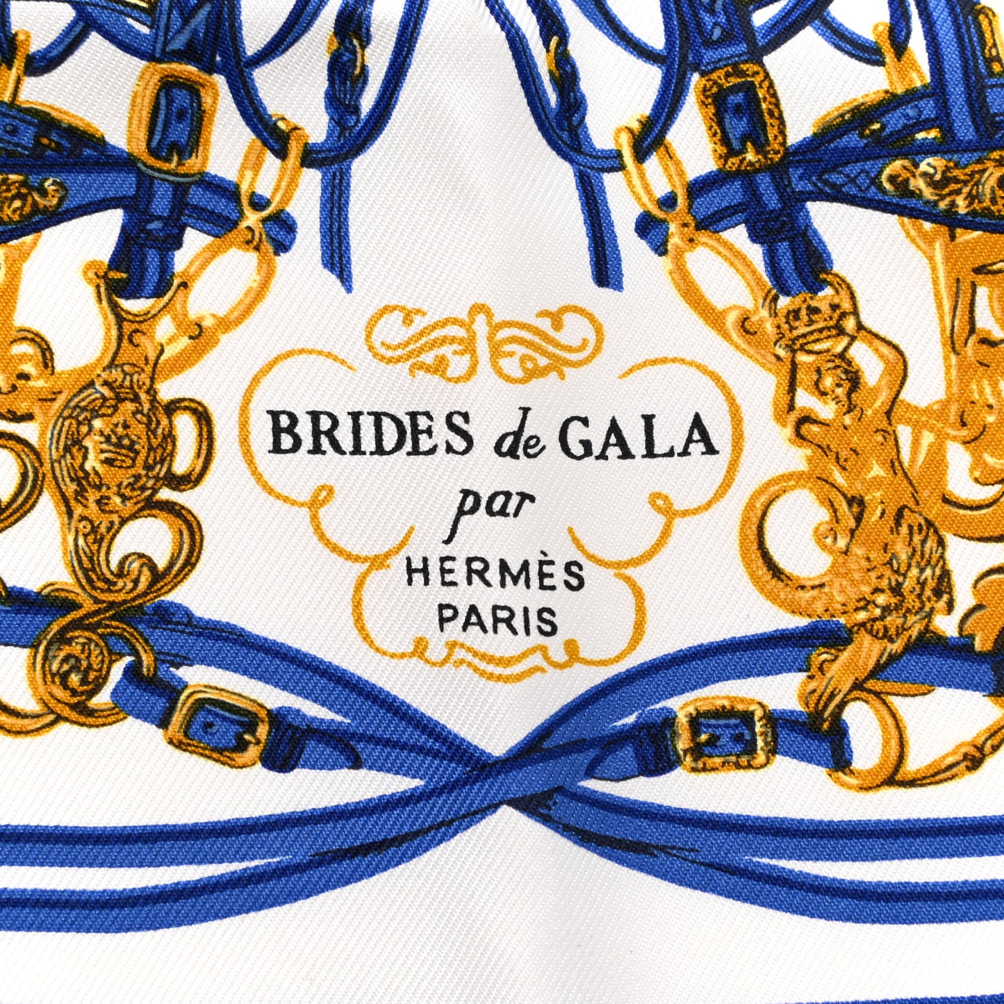 Silk Brides de Gala Nano Scarf 20 Bleu Vif White Or