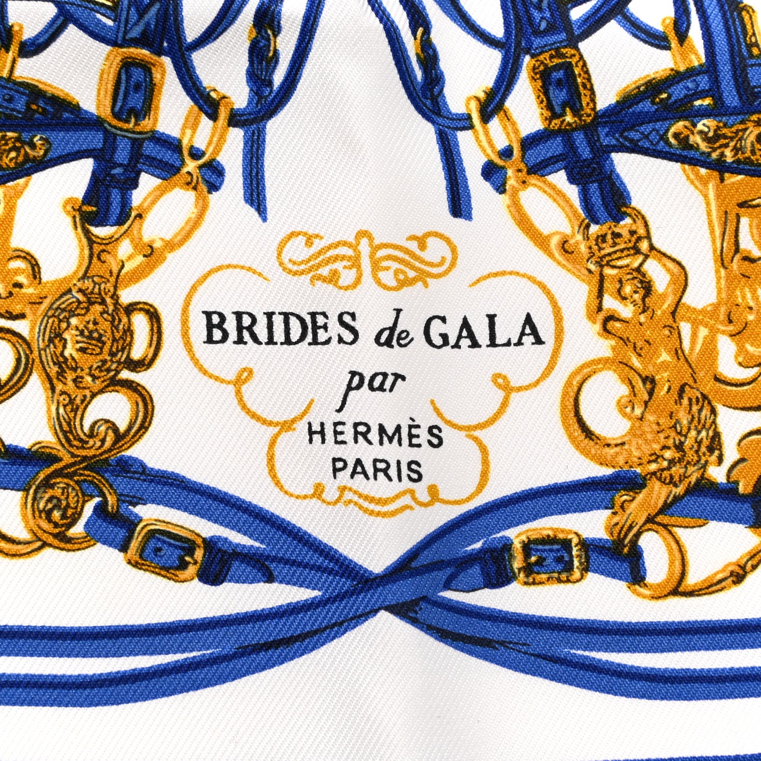 Hermes Silk Brides de Gala Nano Scarf 20 Bleu Vif White Or 2 of 4