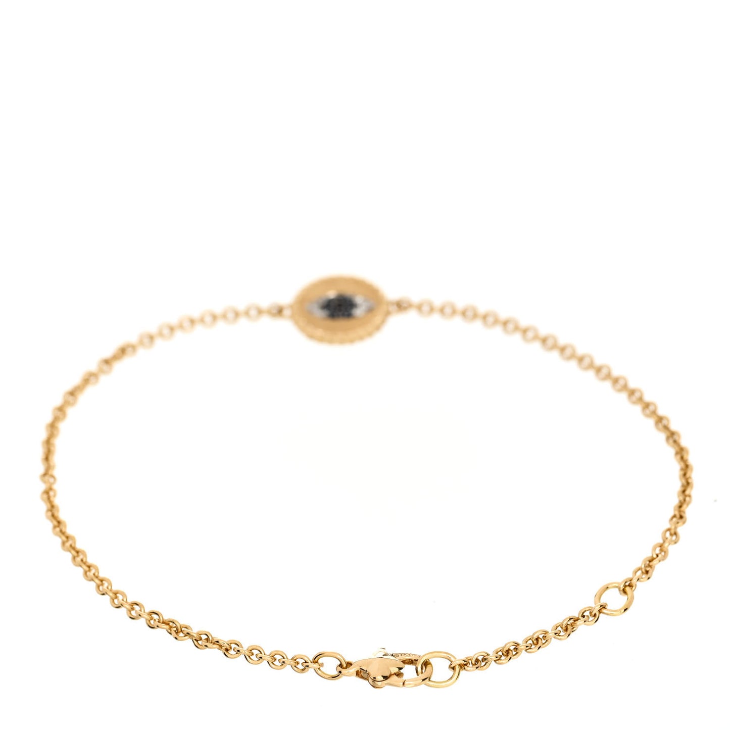 18K Yellow Gold Diamond Blue Sapphire Cable Collectibles Evil Eye Bracelet