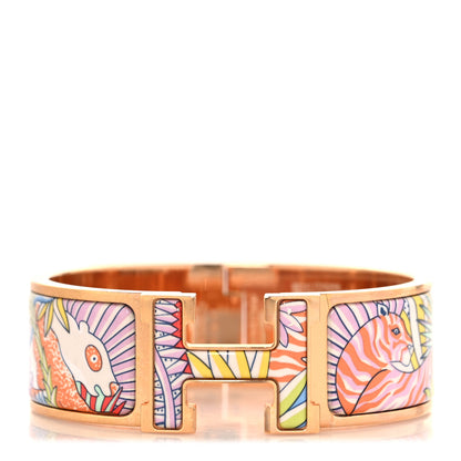Hermes Enamel Printed Wide Clic Clac H Bracelet GM Pastel Acidule 1 of 4