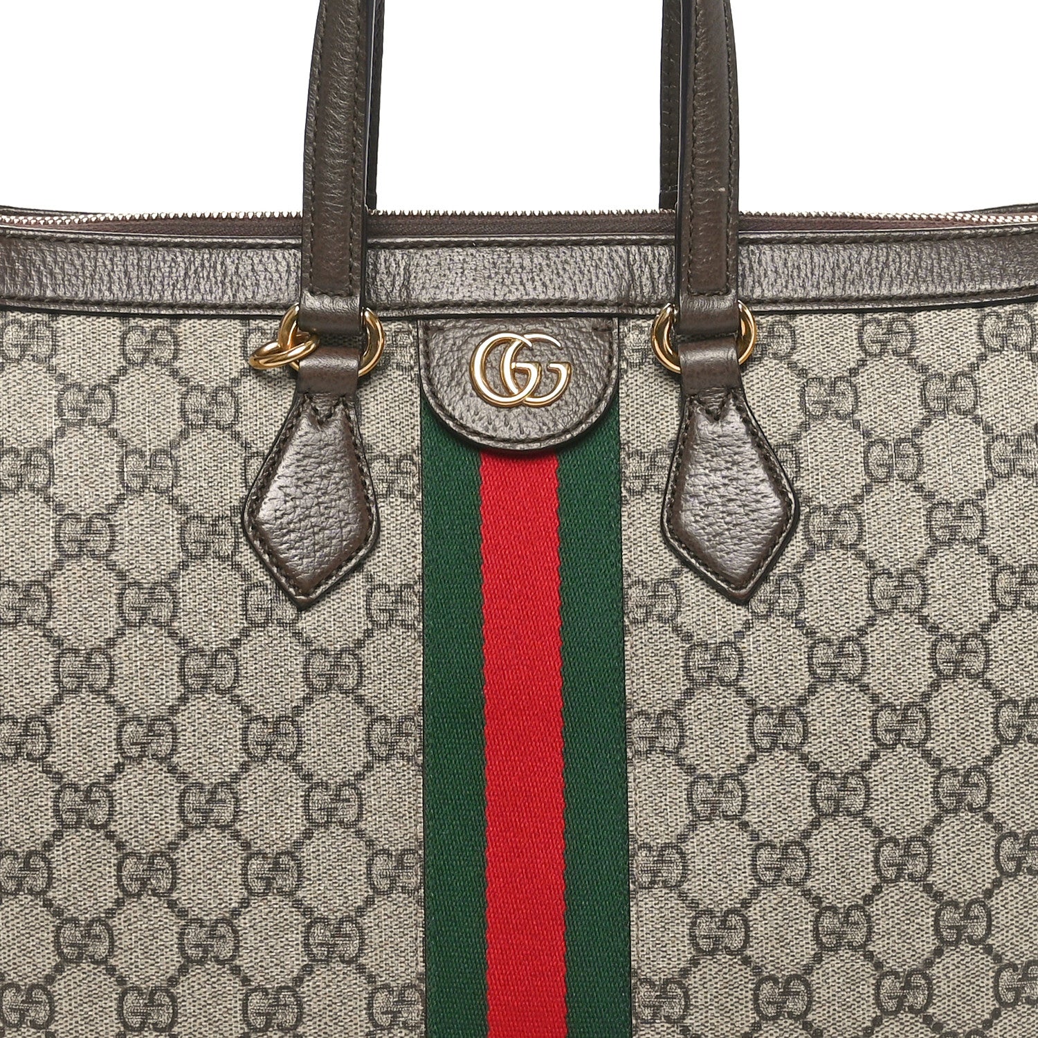 Gucci GG Supreme Monogram Web Medium Ophidia Tote Bag Brown 8 of 10