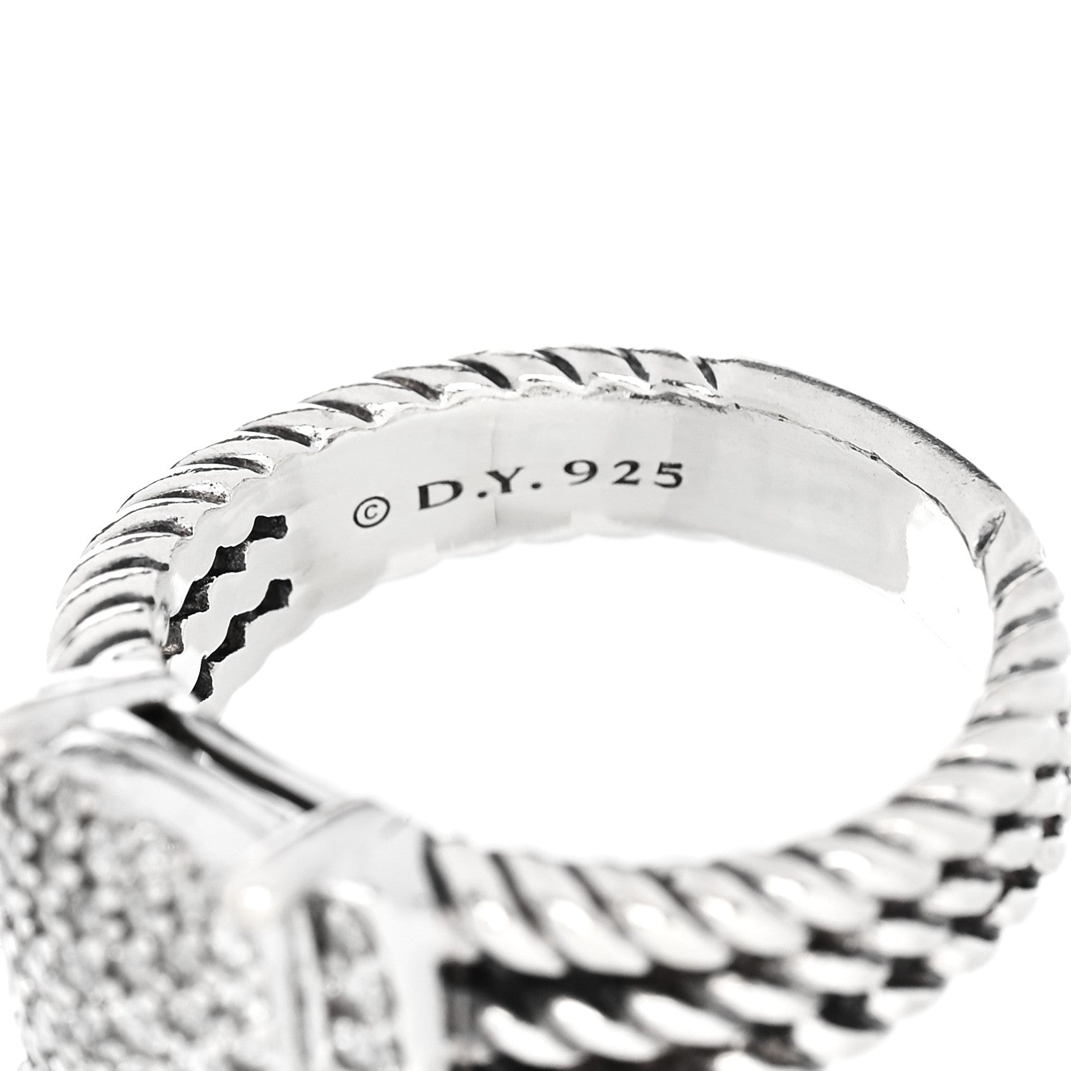 David Yurman Sterling Silver Diamond 10mm Petite Wheaton Ring 51 5.75 5 of 5