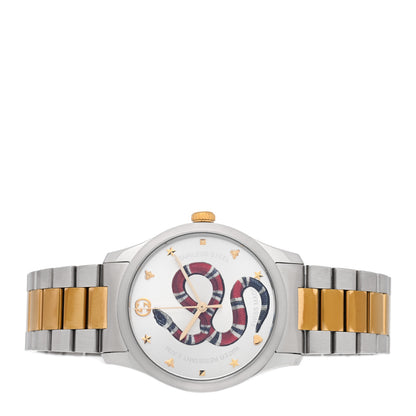 Gucci Stainless Steel 38mm G-Timeless Two Tone Snake Quartz Watch 2 of 4