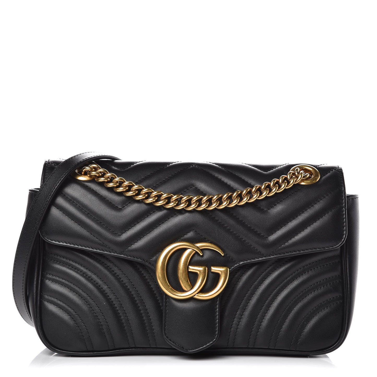 Calfskin Matelasse Small GG Marmont Shoulder Bag Black