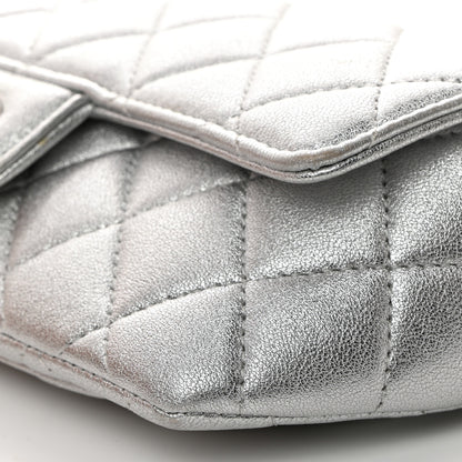 Chanel Metallic Lambskin Quilted Glasses Case With Chain Silver 10 of 11