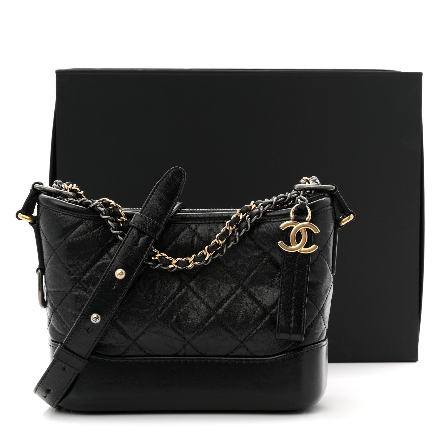 Chanel Aged Calfskin Quilted Small Gabrielle Hobo Black 23 of 23
