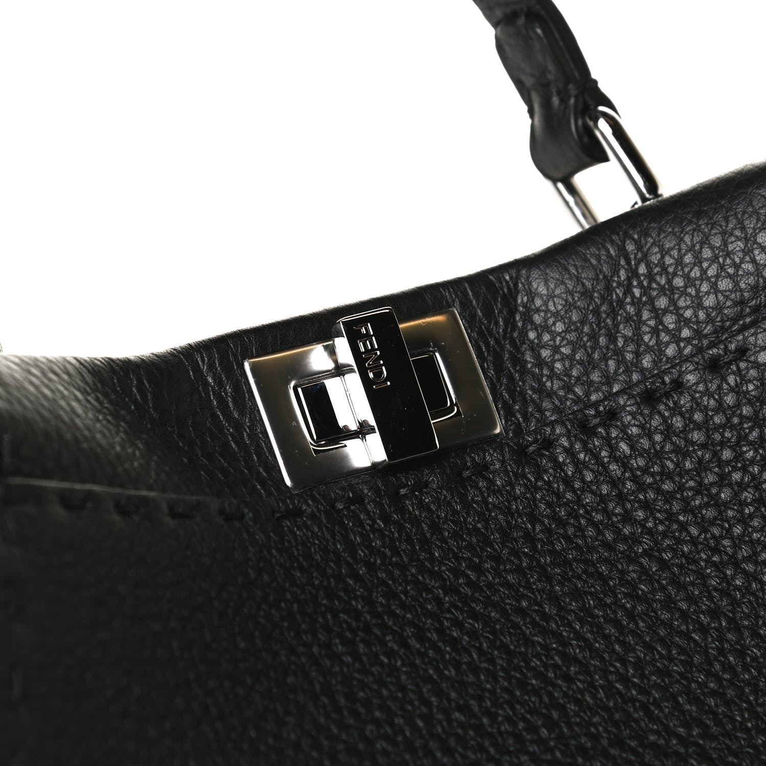 Fendi Cuoio Romano Selleria Bi-Color Mini Peekaboo Iconic Satchel Black Mou 12 of 15