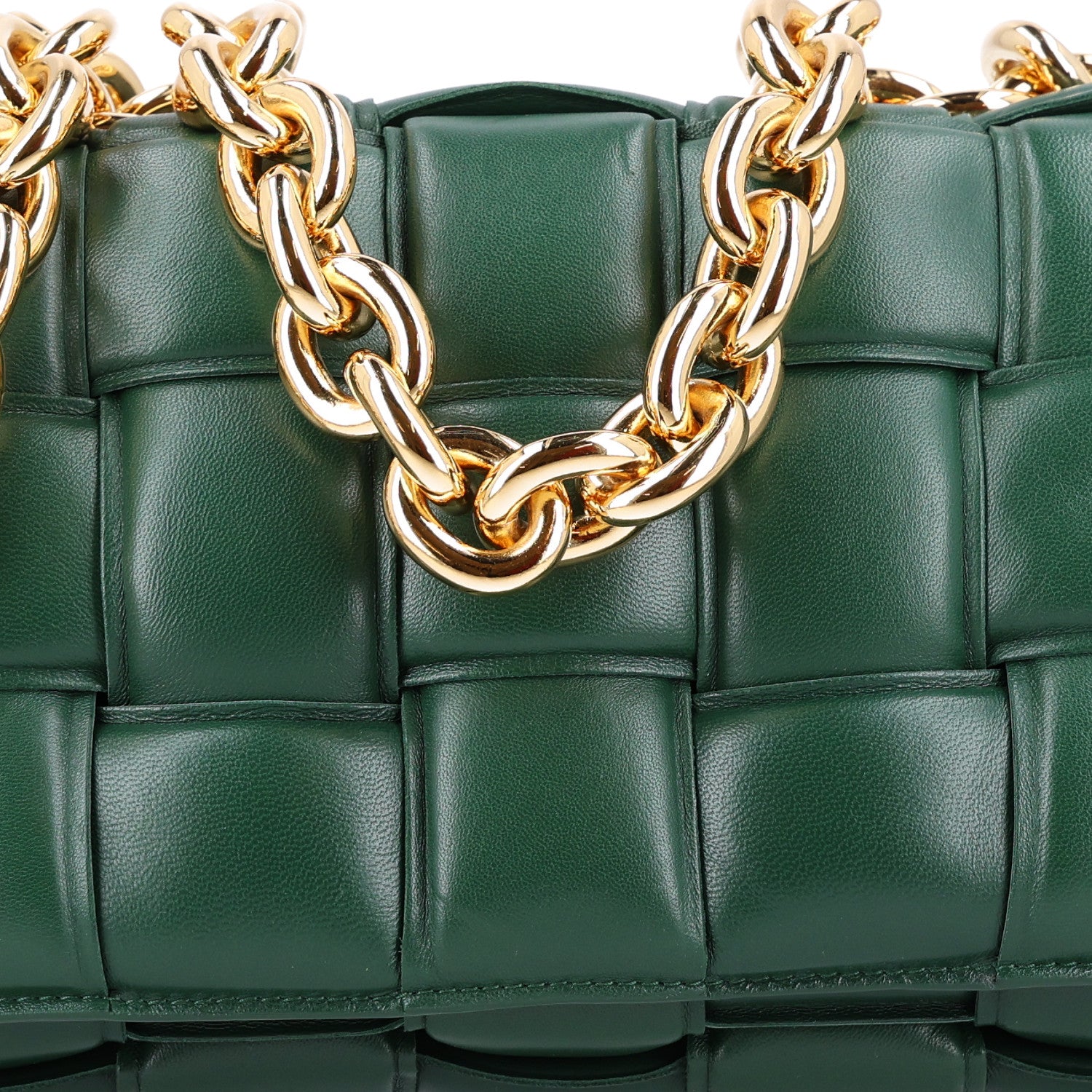 Bottega Veneta Lambskin Maxi Intreccio Padded Chain Cassette Crossbody Bag Raintree 10 of 12