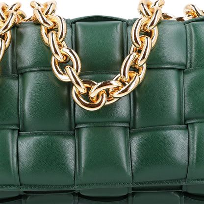 Bottega Veneta Lambskin Maxi Intreccio Padded Chain Cassette Crossbody Bag Raintree 10 of 12