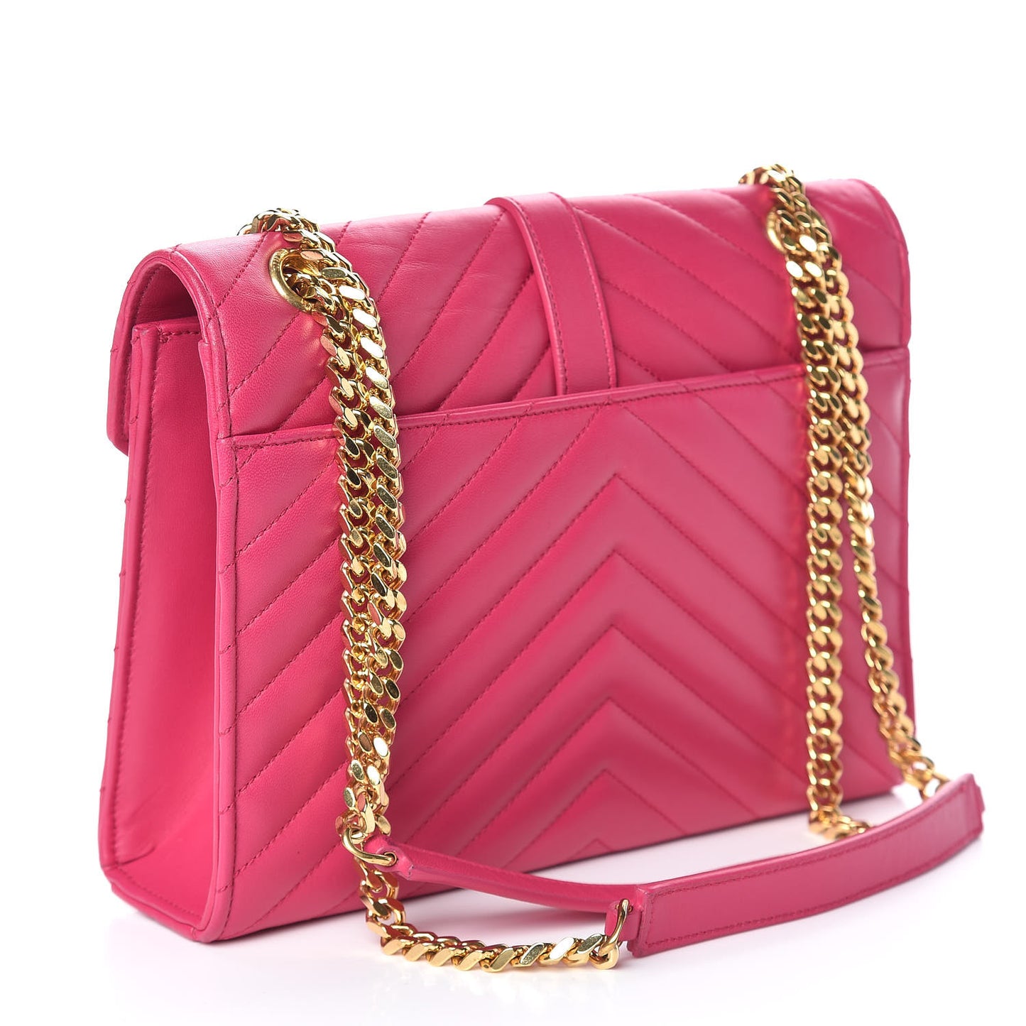 Lambskin Matelasse Medium Monogram Satchel Fuchsia