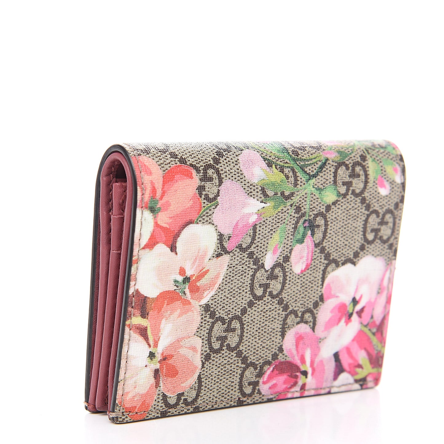 GG Supreme Monogram Blooms Card Case Beige Multicolor Dry Rose
