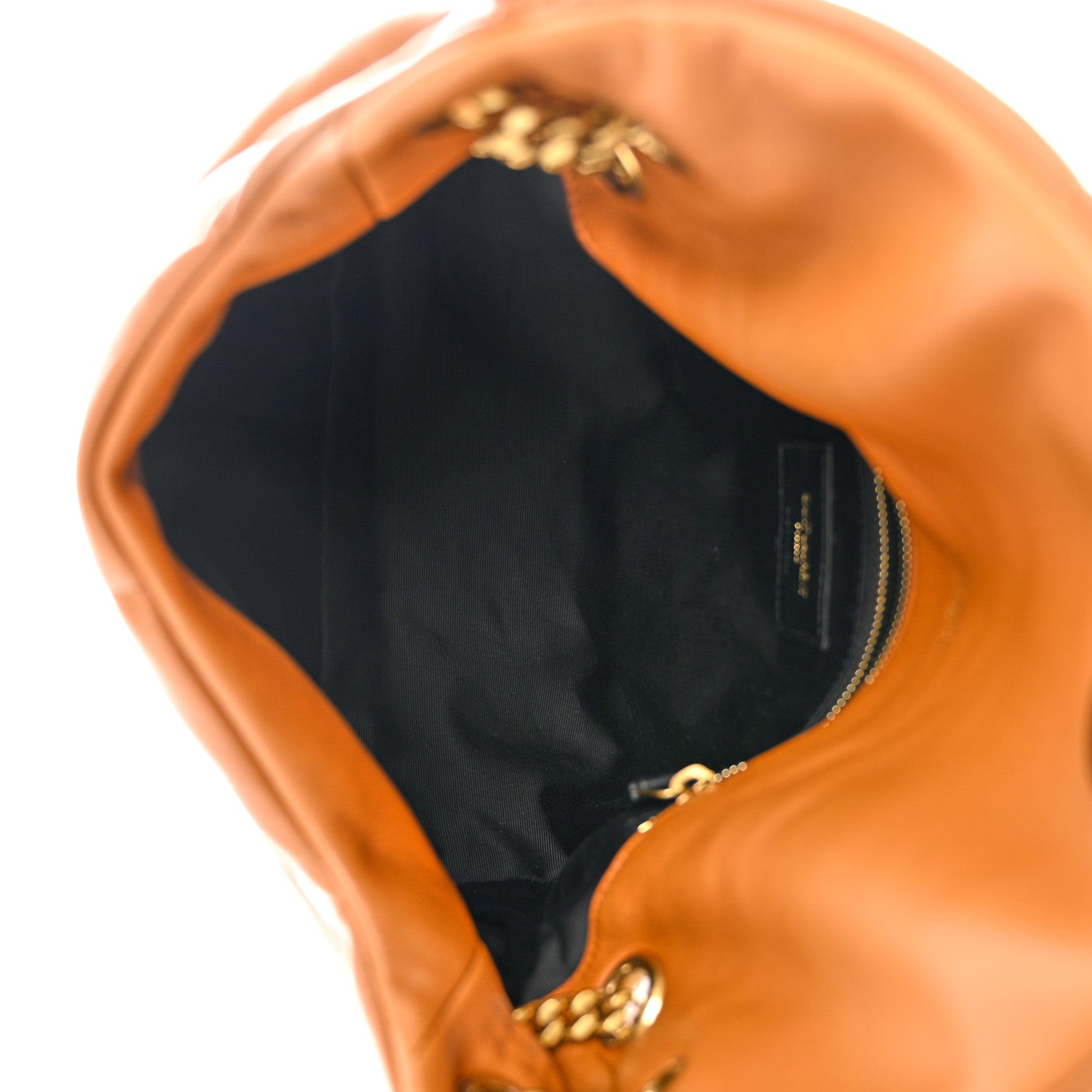 Saint Laurent Lambskin Quilted Small Loulou Puffer Monogram Chain Satchel Dark Honey 5 of 9