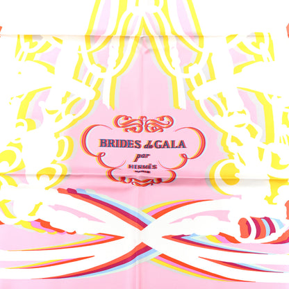 Hermes Silk Brides De Gala Shadow Scarf 90 Rose Pale White Multicolor 4 of 4