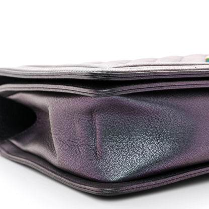 Chanel Iridescent Goatskin Quilted New Medium Boy Flap Purple 9 of 11