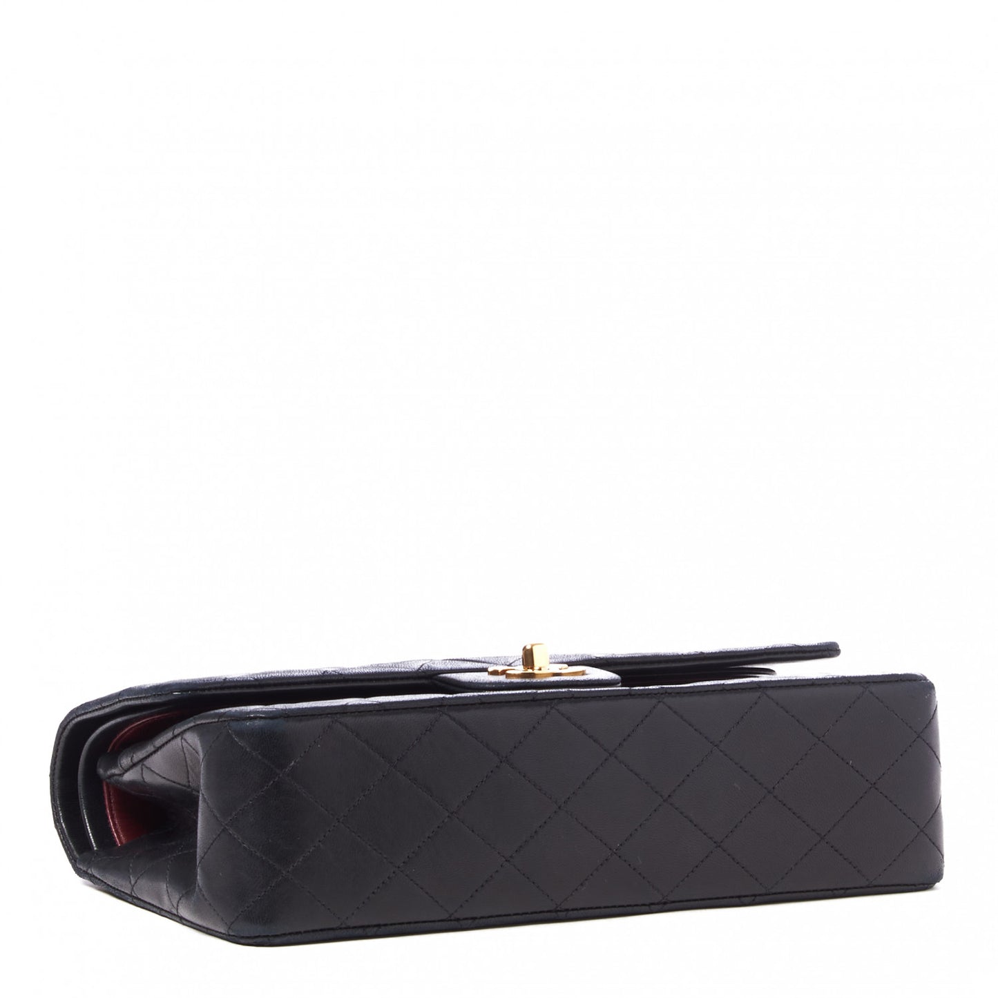 Lambskin Quilted Medium Double Flap Black
