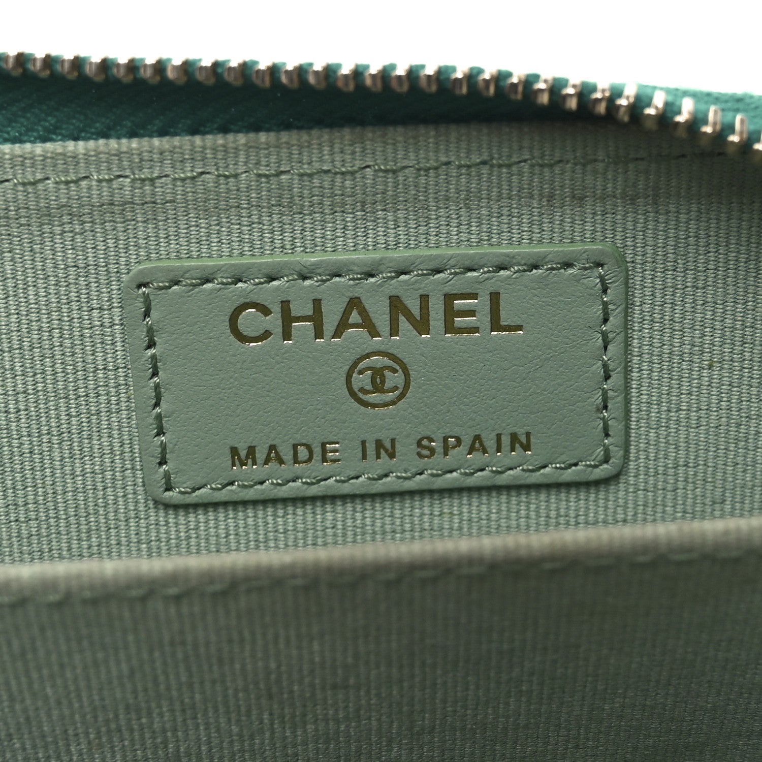 Chanel Caviar Quilted Perforated CC Zip Coin Purse Green 6 of 7