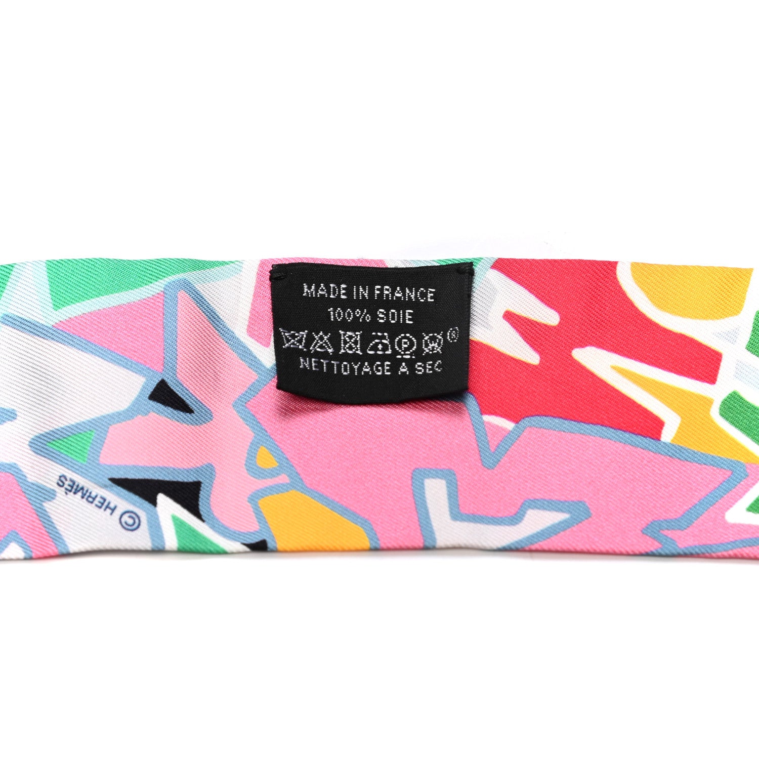 Hermes Silk Graff Graffiti Twilly Menthol Rose Jaune 2 of 4