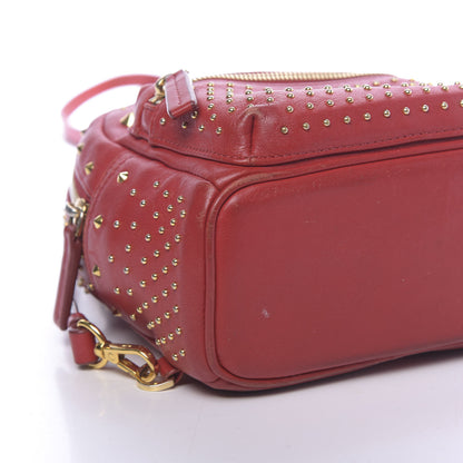 MCM Calfskin Stud X-Mini Stark Bebe Boo Backpack Red 12 of 15