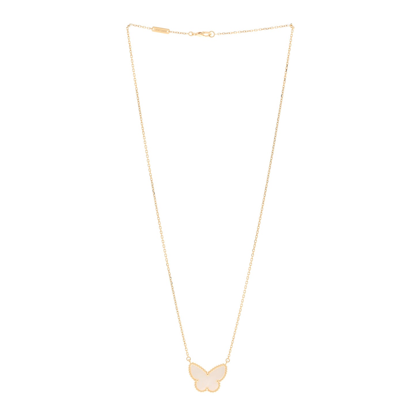 18K Yellow Gold Mother of Pearl Lucky Alhambra Butterfly Pendant Necklace