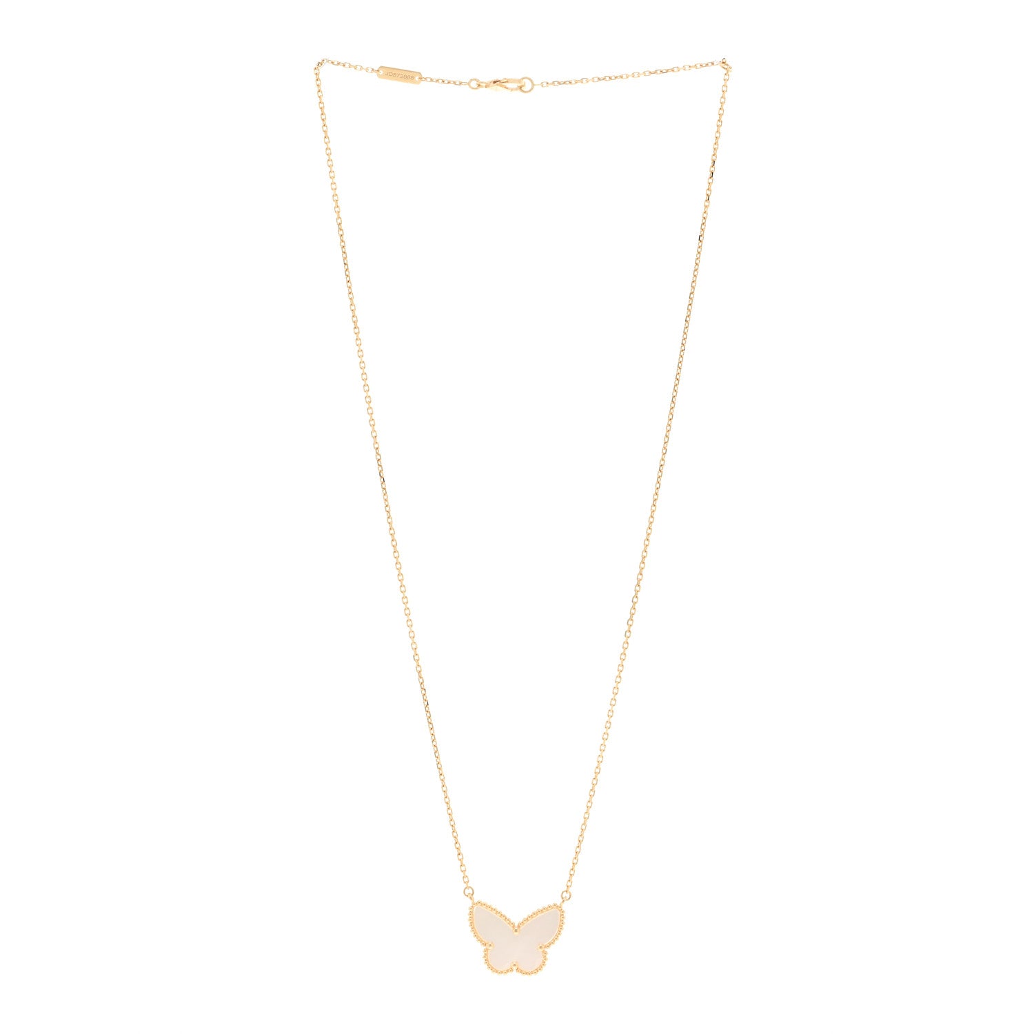 Van Cleef & Arpels 18K Yellow Gold Mother of Pearl Lucky Alhambra Butterfly Pendant Necklace 3 of 5